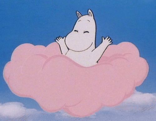 moomin on a pink cloud